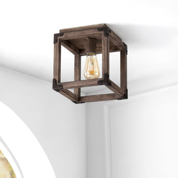 Magnolia 8" Iron Rustic Farmhouse LED Flush Mount - JONATHAN Y